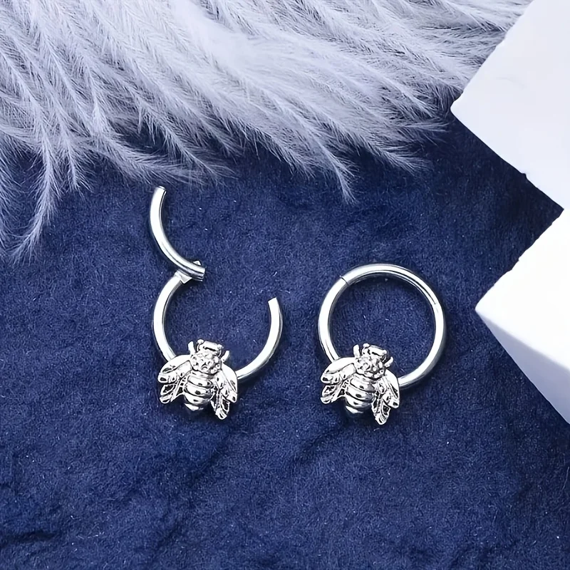 مجوهرات حلق الغضروف على شكل أنف النحل مع جسم مثقوب حلزوني على شكل قرص العسل لطيف وعصري لكل من الرجال والنساء #3