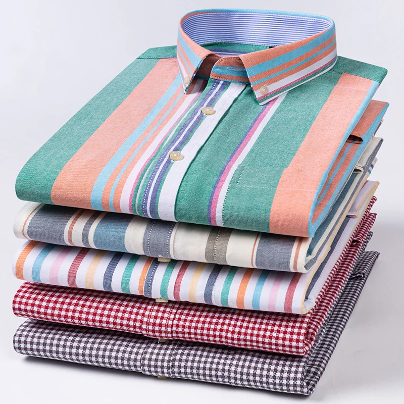 Чистый хлопок, высокое качество, деловая повседневная модная оксфордская мужская рубашка с коротким рукавом, новая мужская рубашка больших размеров, официальная мужская одежда