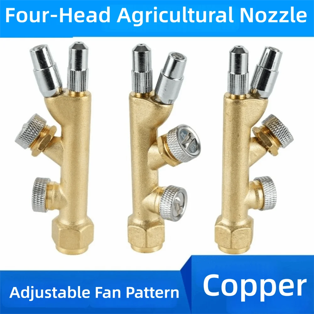 

Atomizer 4 Nozzles Atomizing Sprayer Nozzle Adjustable Fan Pattern Copper 4 Nozzles Spray Fighter Fan Nozzle Agriculture