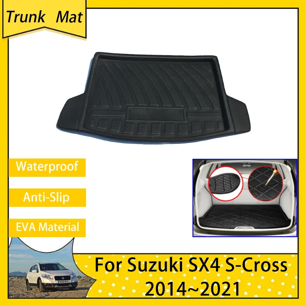 Car Trunk Mats for Suzuki SX4 S Cross JY 2014~2021 Accsesories Rear Luggage Cover Cargo Waterproof Liner Boot Carpet 2018 2020