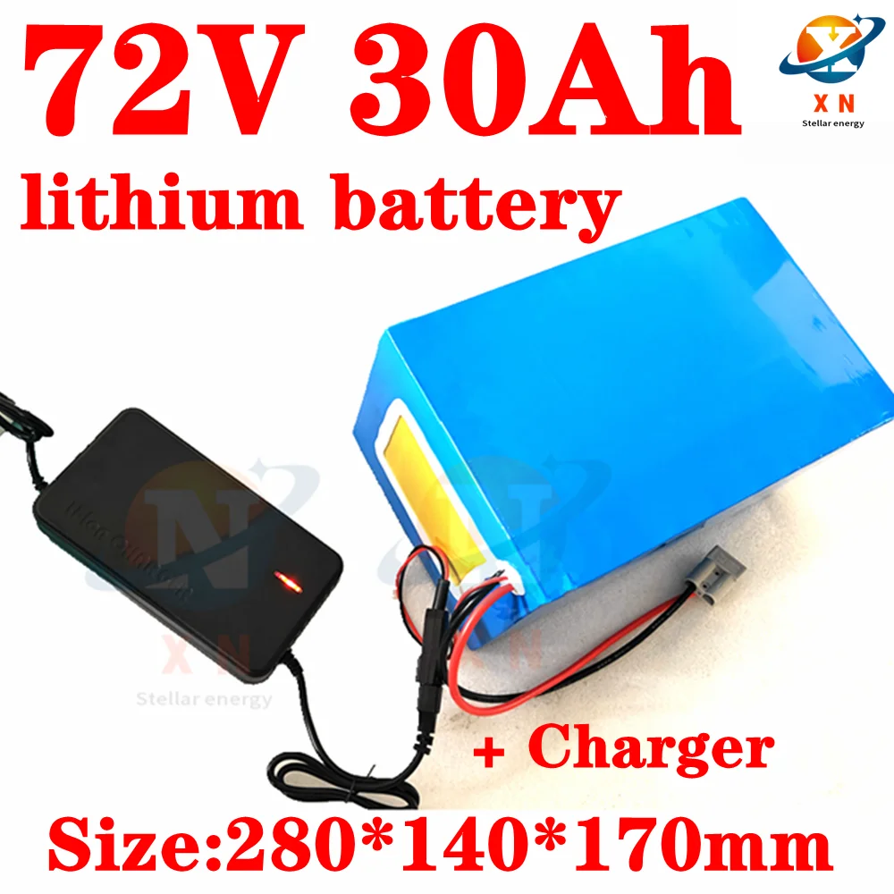 

high quality rechargeable 72V 30Ah lithium battery pack with strong BMS for ebike and tricycle +84V 5A Battery charger