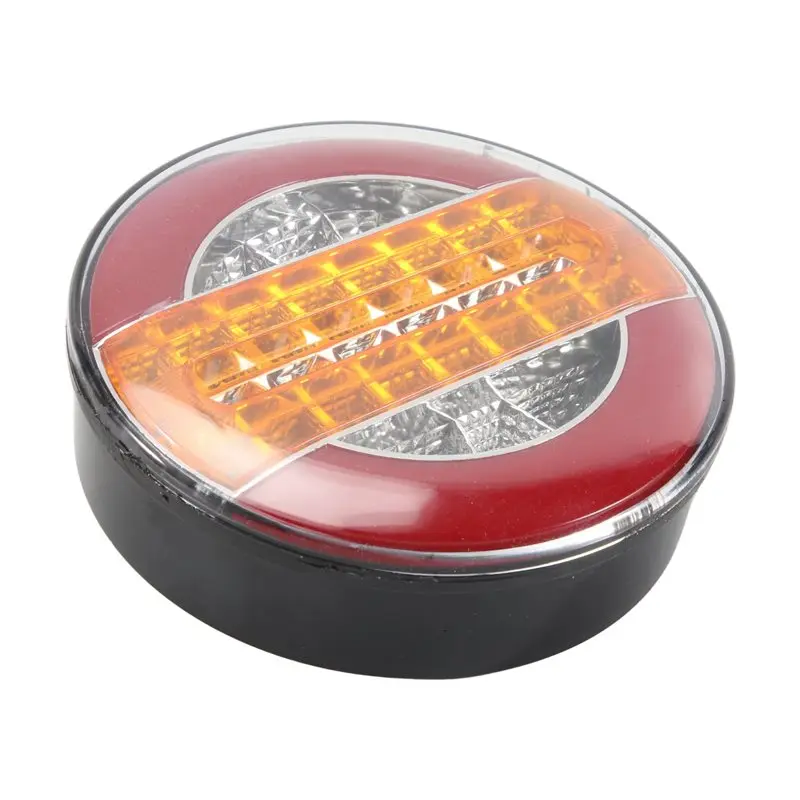 4 Inch Trailer Dynamic Tail Light 24V LED Truck Brake Light LED Round Water Hamburger For Cars, Boats, Buses, Caravans-A54R