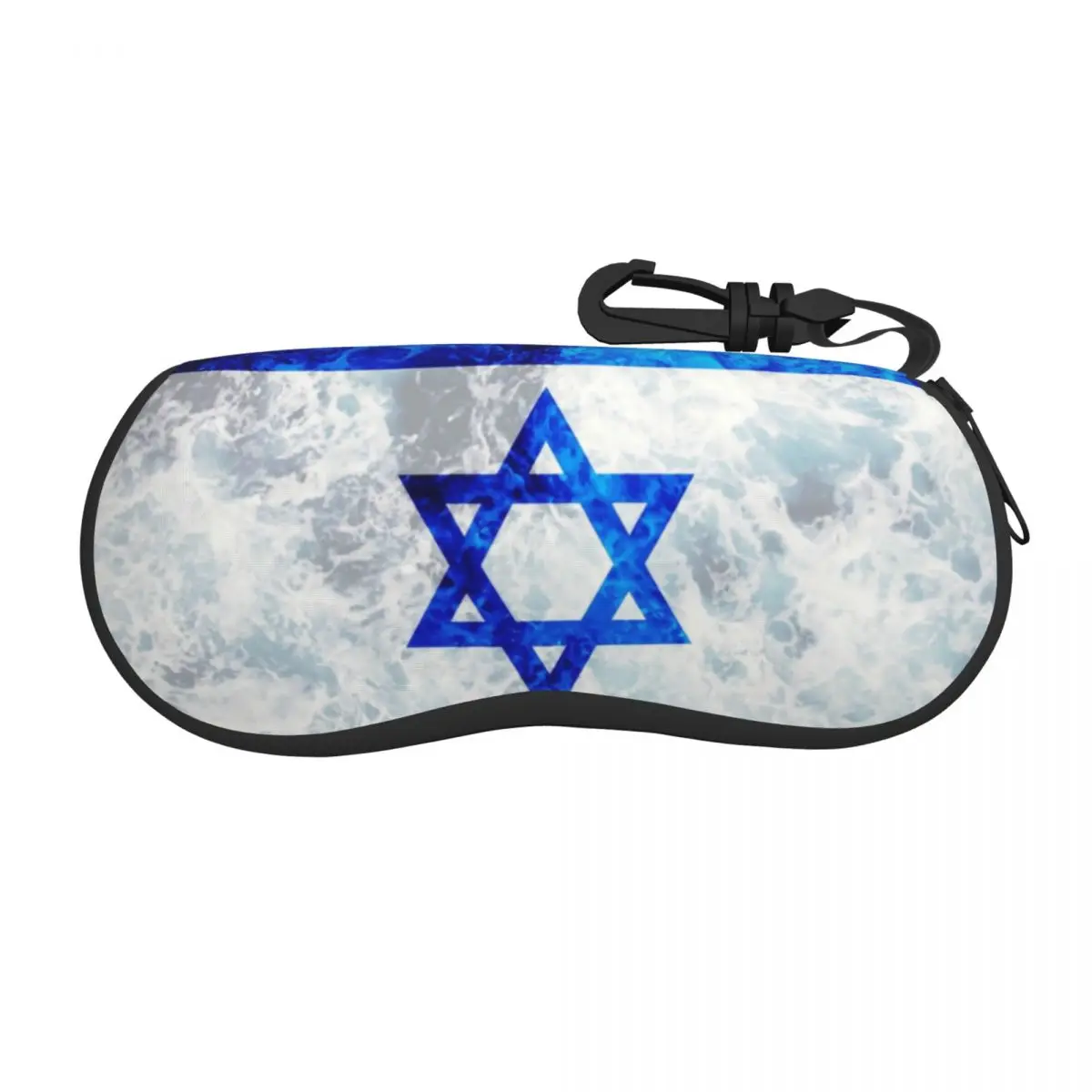 Custom Flag Of Israel Shell Glasses Case Unisex Travel Ocean Waves Eyeglasses Case Sunglasses Protector Box