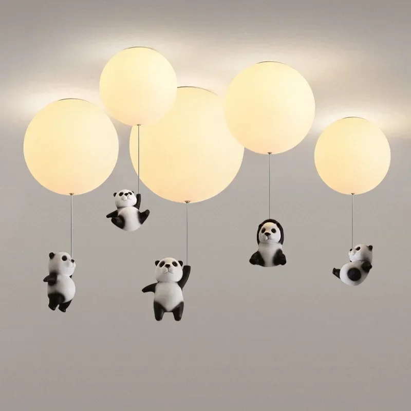 Imagem -03 - Moderno Simples Panda Balão Lustre Decoração do Quarto das Crianças Lâmpada do Teto dos Desenhos Animados Corredor e Corredor Entrada Criativa Lâmpada Decorativa