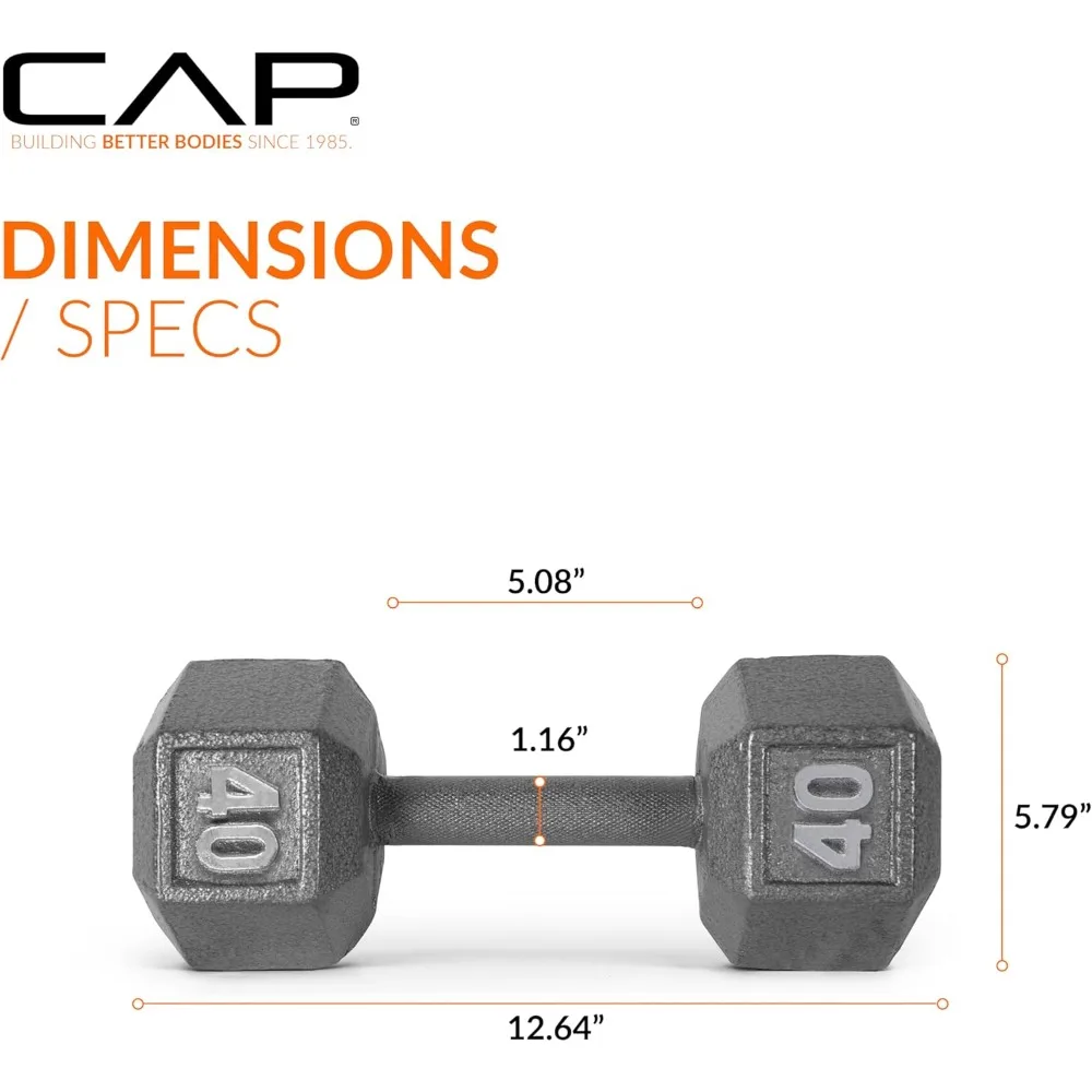 مجموعة الدمبل السداسية من الحديد الزهر | أوزان متعددة 3-120 رطل | معدات تدريب القوة لصالة الألعاب الرياضية المنزلية #4