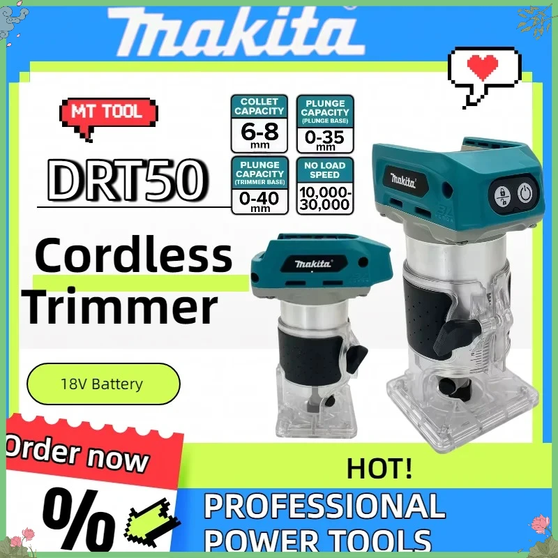 

Makita DRT50 Cordless Trimmer Rechargeable Trimming Machine Brushless Slotting Tool Milling Woodwork Engraving Machine Tool