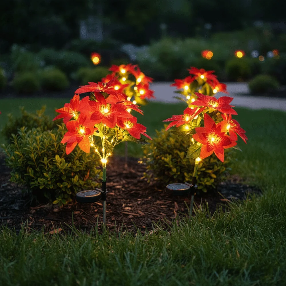 LED LED Solar Christmas Flower Lights Solar LED Light Artificial Flower Light Solar Powered Light Outdoor Christmas Decorations