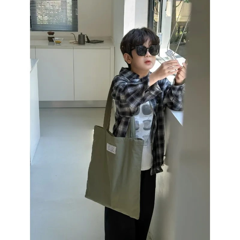 

Children's Shirt 2025 Spring Boys and Girls Korean Fleece Plaid Shirt Children's Casual Versatile Loose Long Sleeve Top