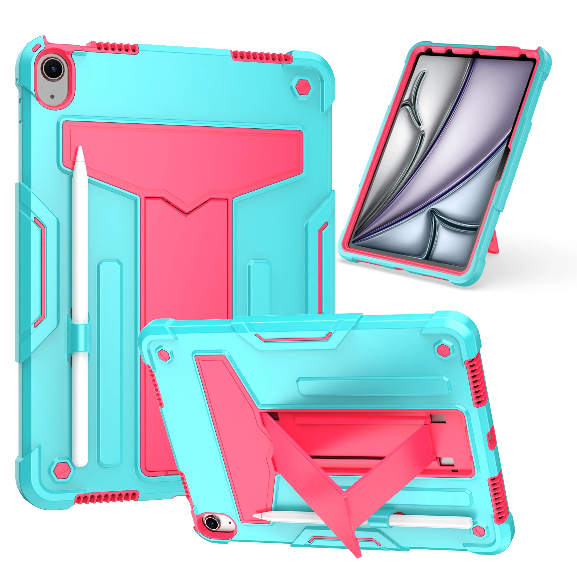 

Armor Case Universal for iPad Air 11 2025 M3 2024 M2 Air 4 2020 5 2022 10.9" Built-in Kickstand Heavy Duty Cover With Pen Holder