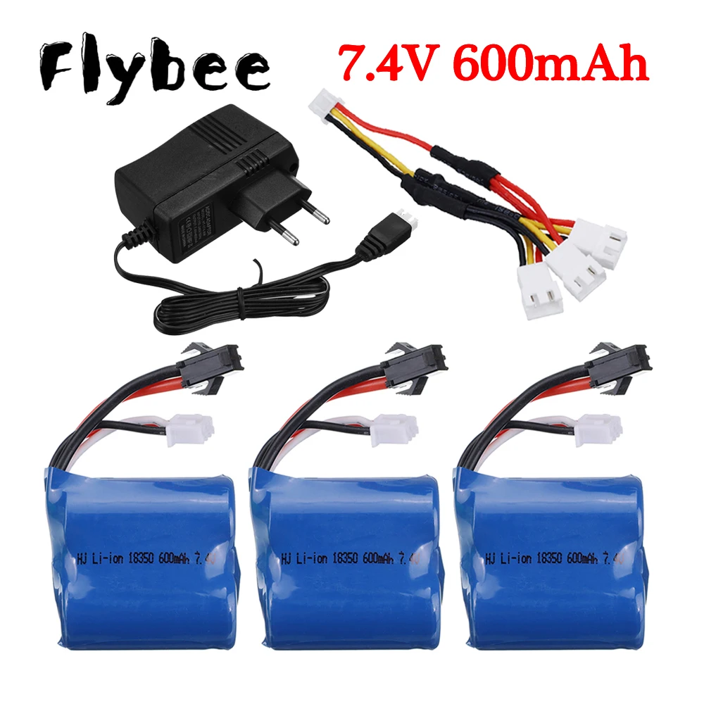 Batería de iones de litio para barcos a control remoto, pieza de alta velocidad, enchufe SM, 7,4 v, 600mAh, para H100, H102, H106, 7,4 v, 18350, para JJRC S1, S2, S3, S4, S5