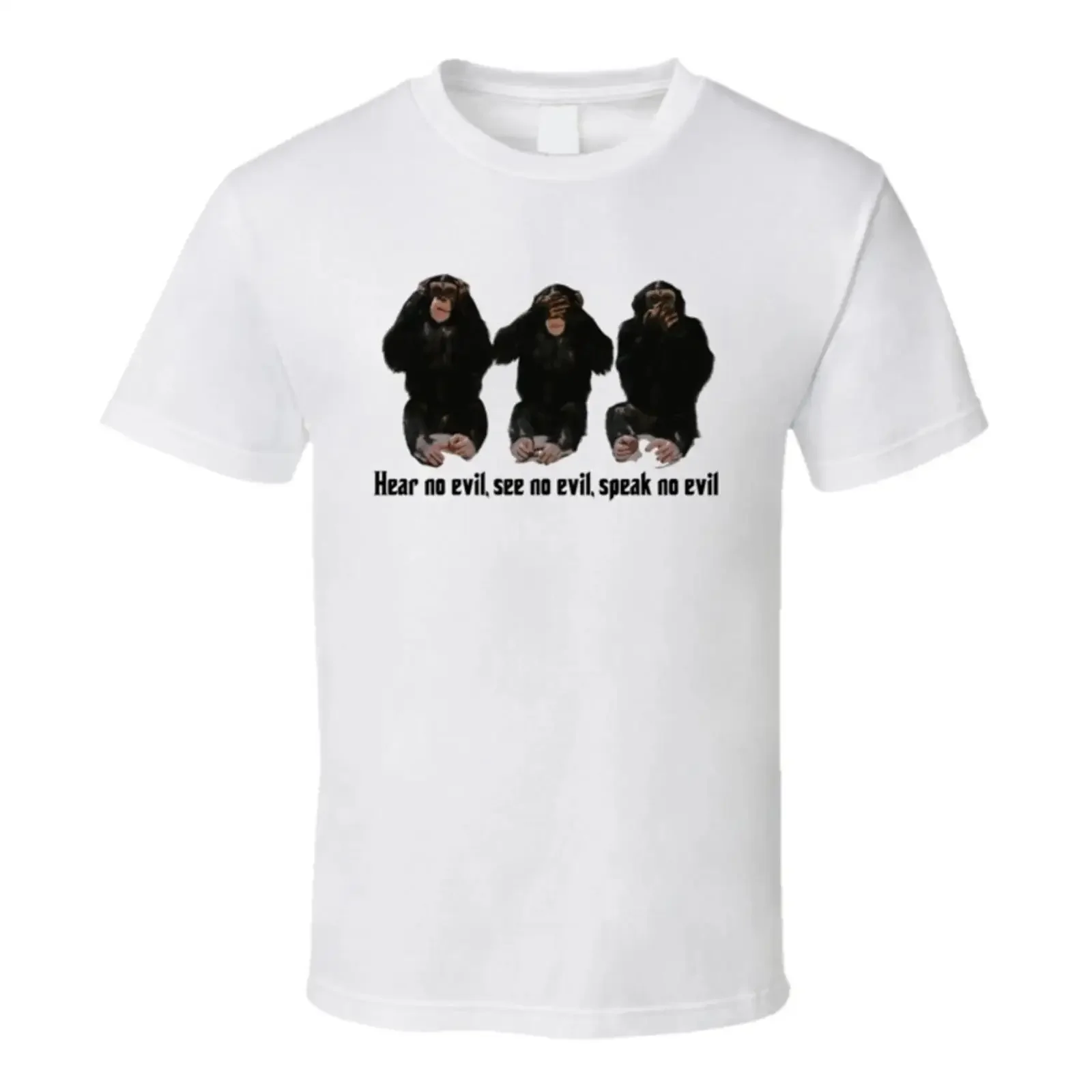 Three Wise Monkeys Hear No Speak See Evil T Shirt vintage Washed homme streetwear Stretched Unisex Breathable Stylish fashion