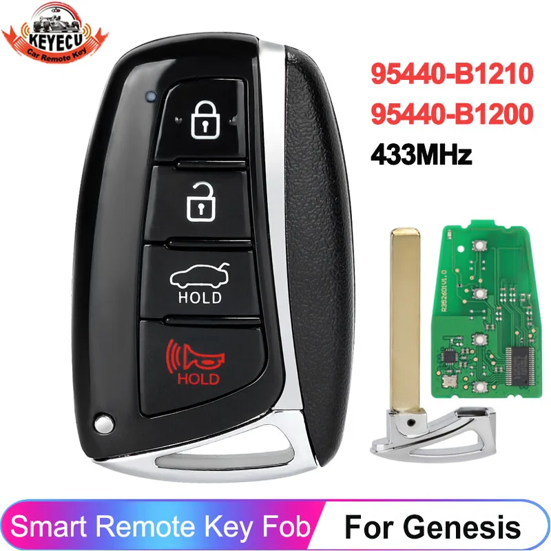 

KEYECU P/N: 95440-B1210 95440-B1200 For Hyundai Genesis 2015 2016 2017 Smart Remote 433MHz Key Fob FCC ID: SY5DHFNA433