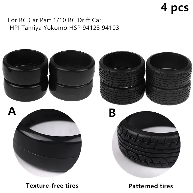 4PCS Hard Pattern Plastic Drift Tyre Tires On Road For RC Car Part 1/10 RC Drift Car HPI Tamiya Yokomo HSP 94123 94103