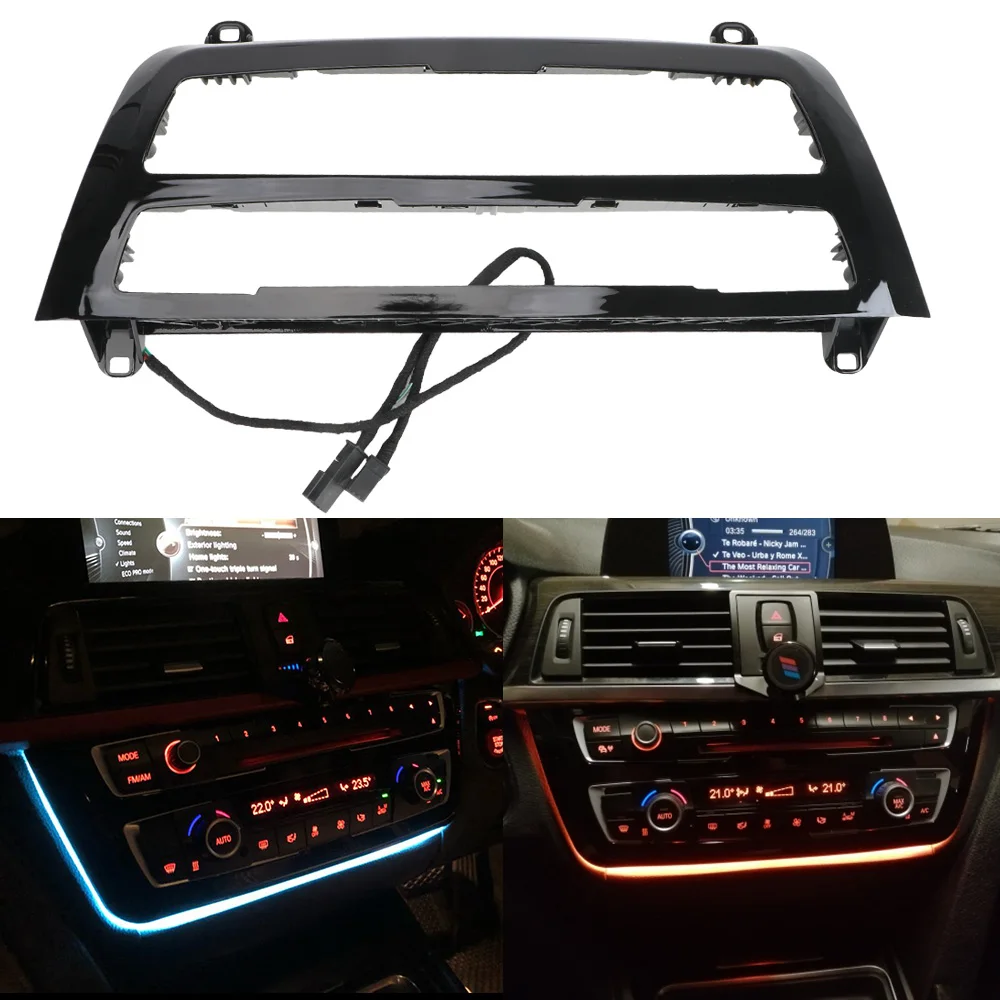Center Console AC Panel Light For BMW 3 & 4 Series F30 LCI Atmosphere Light Radio Trim Led Dashboard with Blue and Orange Color