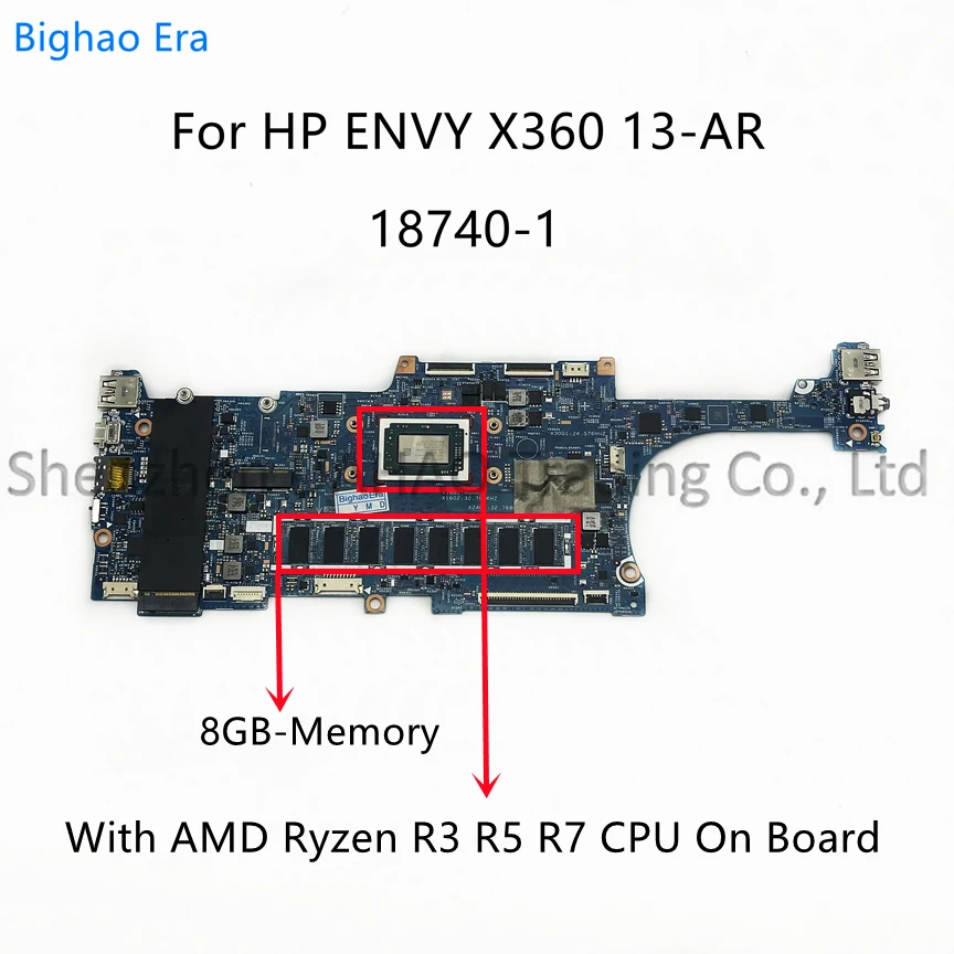 For HP Envy 13-AR Laptop Motherboard With R3-3300 R5-3500 R7-3700 CPU 8GB/16GB-RAM 18740-1 448.0GA05.0011 L53450-601 L53449-601