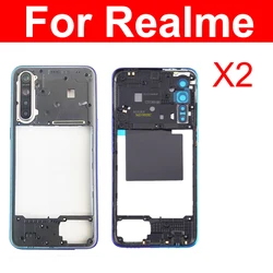 Middle Frame Housing Bezel For OPPO Realme X2 Middle Frame Holder with Side Keys Camera Lens Cover Parts