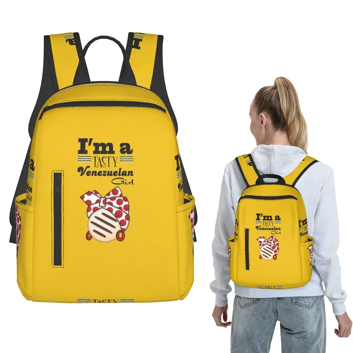 Arepa Venezuela Im A Tasty Venezuelan Girl Backpack Daypack Boys Girls BookBag School Bag Shoulder Bags for Men Women