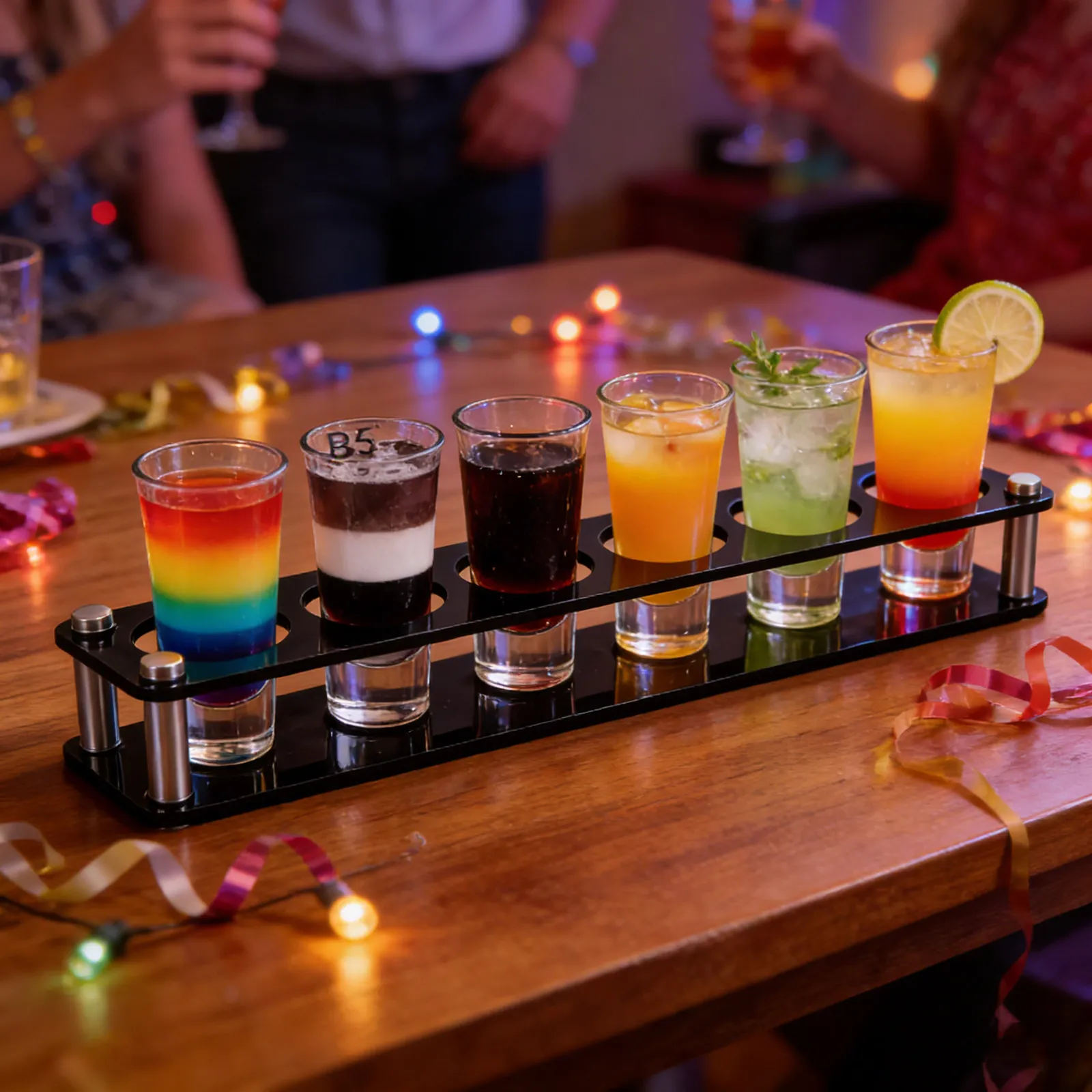 Shot Glass Holder Acrylic Serving Tray for Home Bar -Slot Organizer Rack Stable Secure Cup Storage Display Case Party