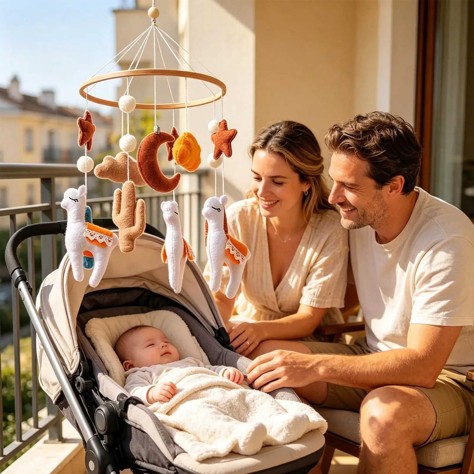 Crib Mobile Cute Portable Rotating Adjustable Sheep Shape Entertainment Sheep Shape Crib Mobile For Decoration House Indoor