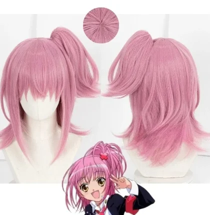 Anime Shugo Chara Wigs Hinamori Amu Cosplay Heat Resistant Synthetic Hair Pink Ponytail Wig