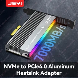JEYI VolleyStar PCIE To NVMe Adapter With Aluminum Alloy Heatsink, M.2 RGB PCIe 4.0 Card With 1/2U Low Standard Profile Bracket