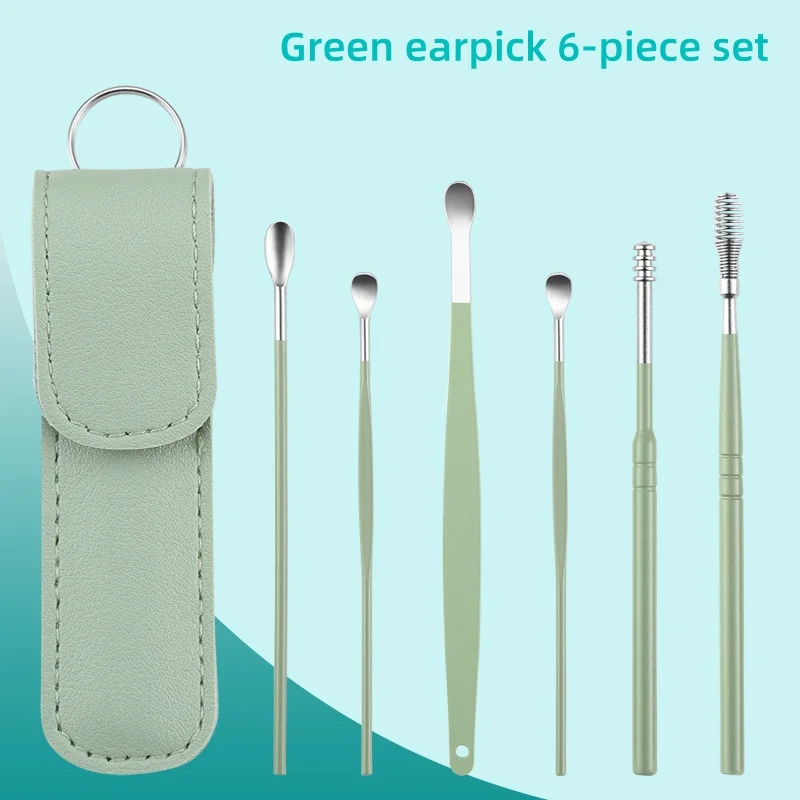 

Wholesale Ear Cleaning Tool Stainless Steel Ear Pick Kit &1Pc Storage Bag Earwax Remover Tool