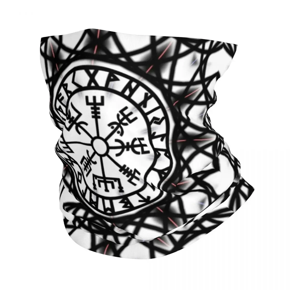 Vegvisir Futhark Runes Compass Bandana Neck Warmer Women Men Winter Ski Hiking Scarf Gaiter Valhalla Face Cover