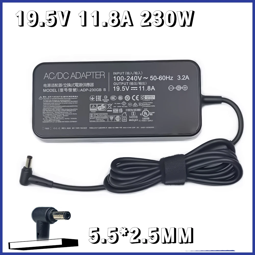 

19.5V 11.8A 230W For ASUS Charger power supply AERO 15-Y9-4K80P AERO 15-X9-RT4K5MP GAMING Laptop Adapter ZX8-CR5S1 5.5 2.5mm