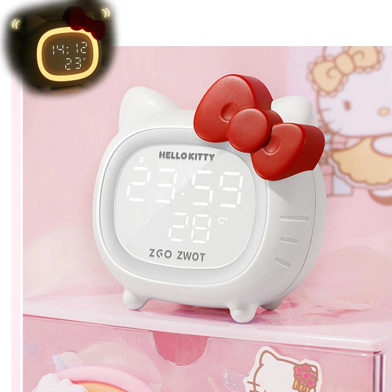 

Sanrio Hello Kitty Kawaii Stereo Children's Smart Alarm Clock Led Atmosphere Light Animation Character Series Children's Toys