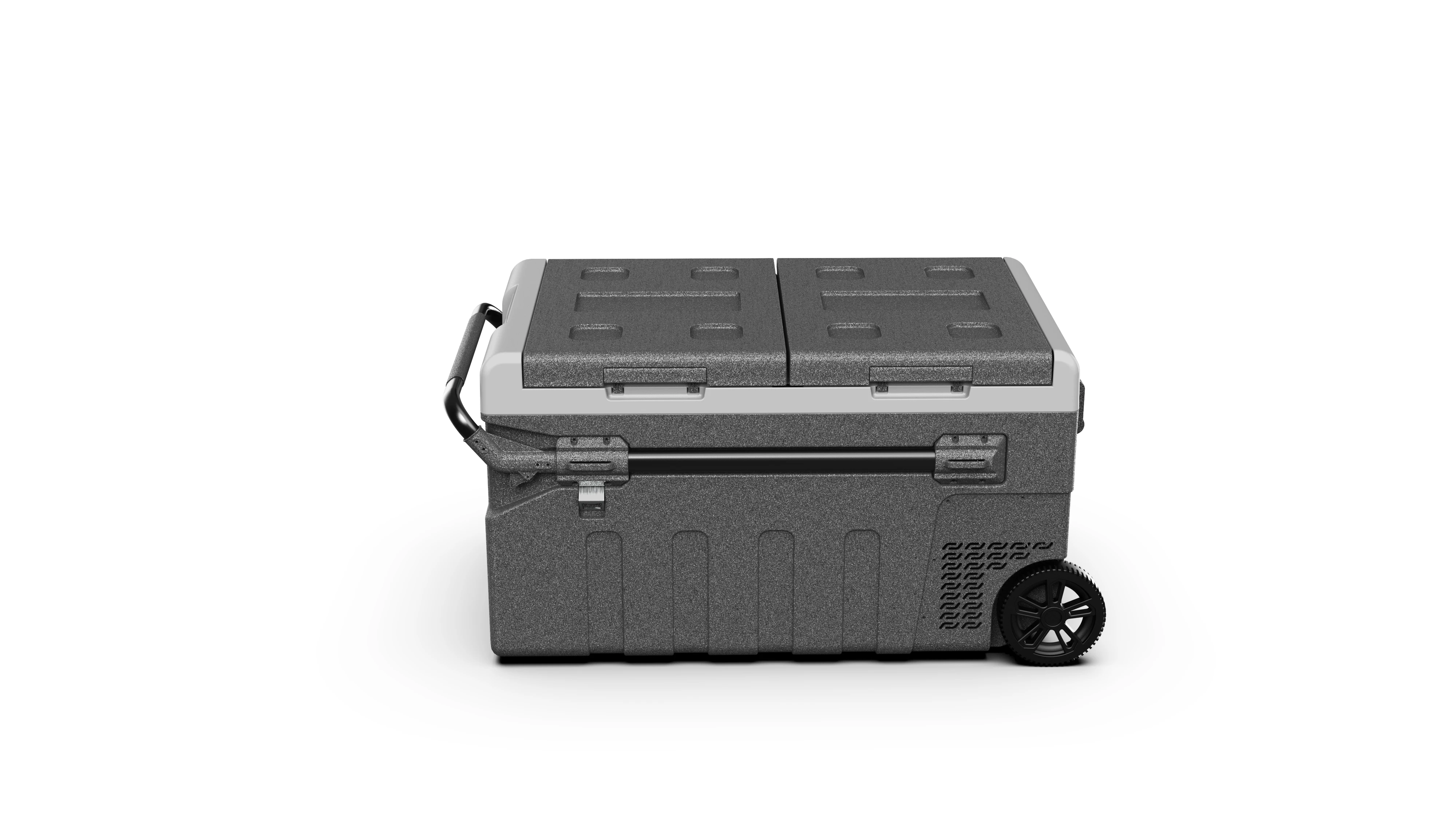 75L Dual Zone Solar Refrigerator Portable Car Freezer Powerful Compressor /Pull Rods Car Refrigerator Quickly Cooler