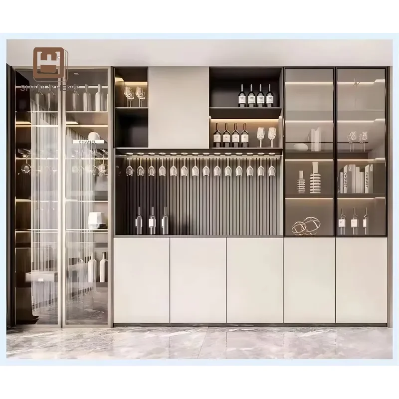 Custom Modern Solid Iron Wood Wine Rack Foldable Floor to Ceiling Display Shelf Creative Simple Panel Storage for Restaurant
