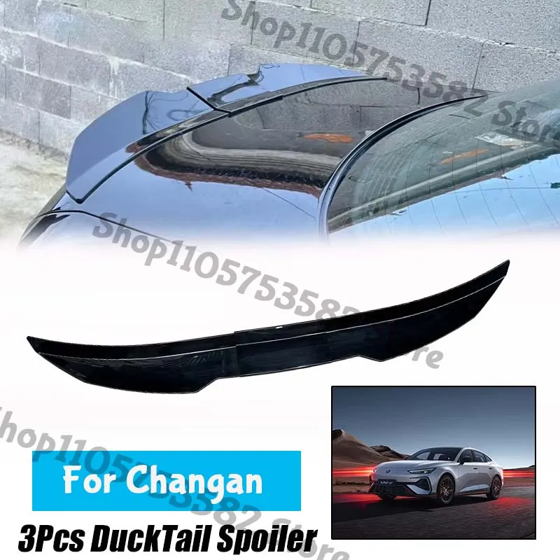 3Pcs Ducktail High Kick Trunk Spoiler For Changan Universal Rear Boot Wing For Multi Models Car