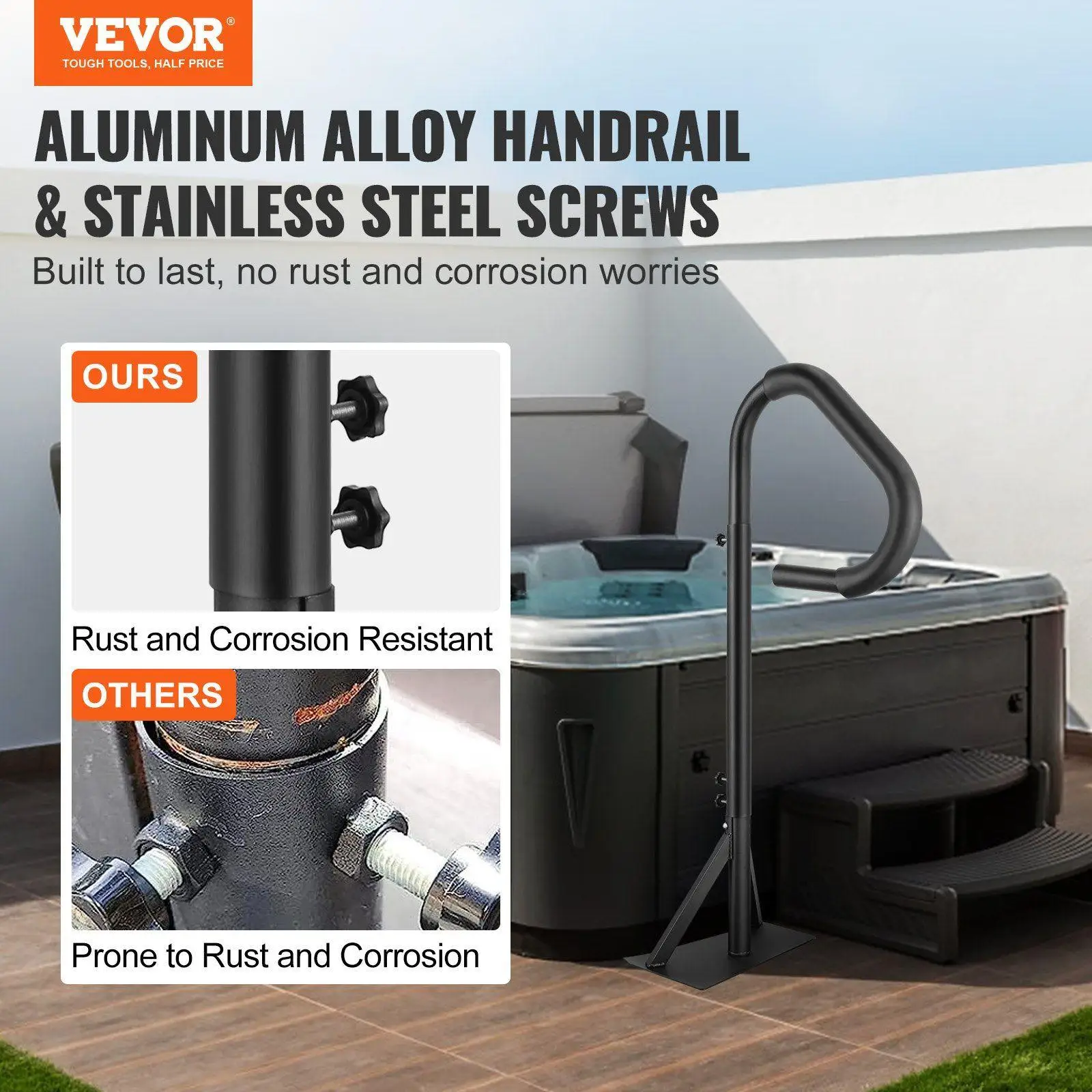 درابزين سبا من الألومنيوم الفاخر بسعة 600 رطل، 360 درجة °   آلية الدوران بارتفاع 48-63 بوصة قابل للتخصيص