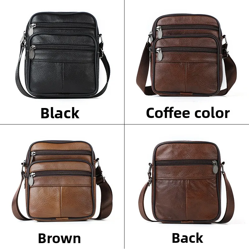 Men's portable single-shoulder crossbody bag genuine leather durable men's business commuting all-purpose crossbody bag