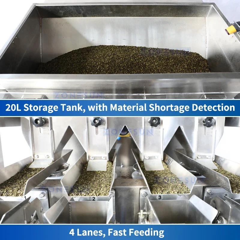 ZONESUN ZS-KLCZ02 10-120g Automatic Vibratory Weigh Filler 1440bph Spice Salt Granule Particle Powder Bottle Packing Machine