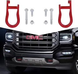 84192871 Tow Hooks (1 Pair) Fits 2007-2019 GMC Sierra 1500, 2007-2019 Chevy Silverado 1500 Recovery Hook Red