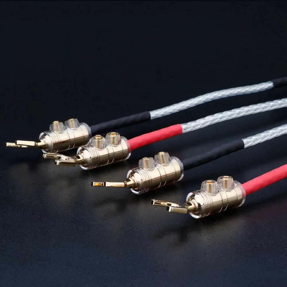 4 Stück OCC Versilberte Verbindungskabel Audiokabel Bananenstecker Y-Stecker Lautsprecher-Brückenkabel OCC Verstärker-CD-Verbindungskabel – Detail 12