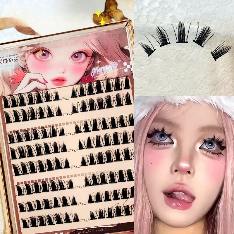 Little Devil ขนตาปลอมร้อนมังงะปลอม Lash หนา Mink ผมโค้งเดี่ยว Cluster Eye Extension เครื่องมือ