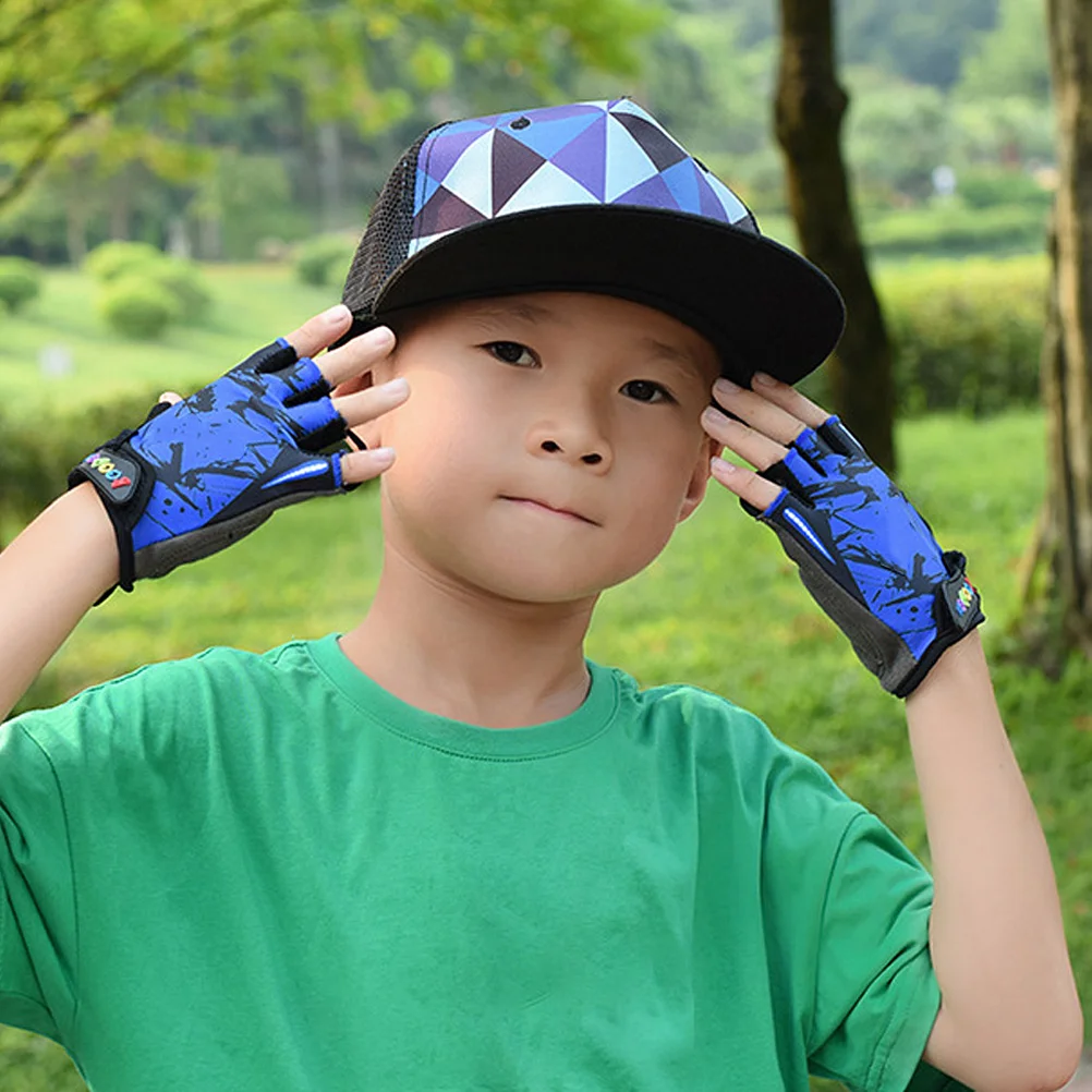 

Kids Half Finger Gloves Shock Absorbing Non Slip Outdoor Sports Cycling Climbing Fishing Riding Fitness Gloves