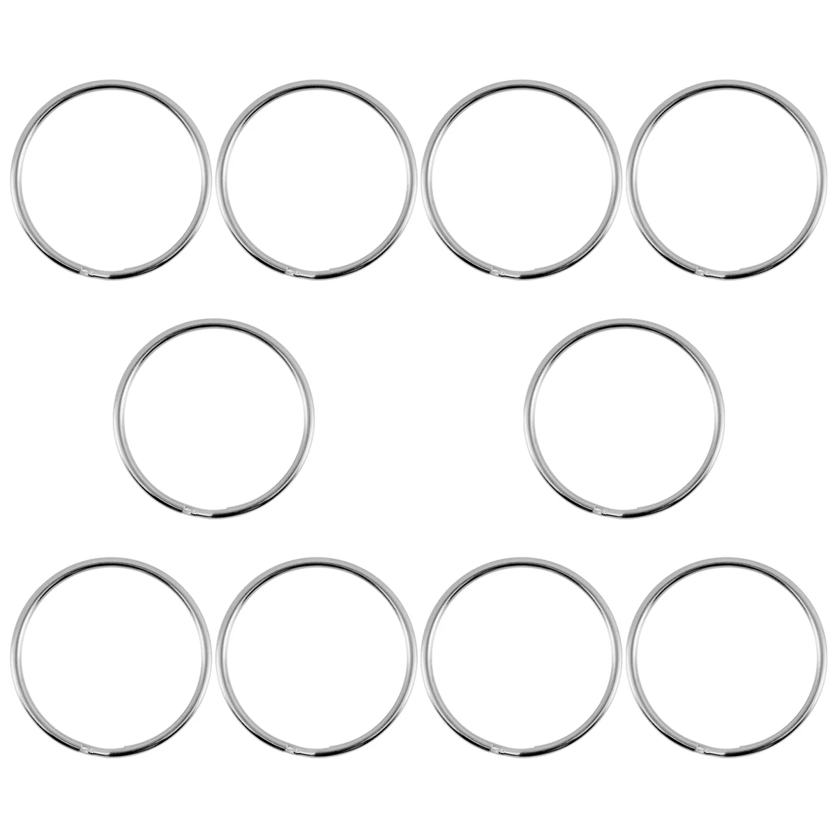 ABLJ 10X Set di anelli divisi per portachiavi di qualità 50 mm Cerchio a molla con anello per chiave in nichel di grandi dimensioni per impieghi gravosi
