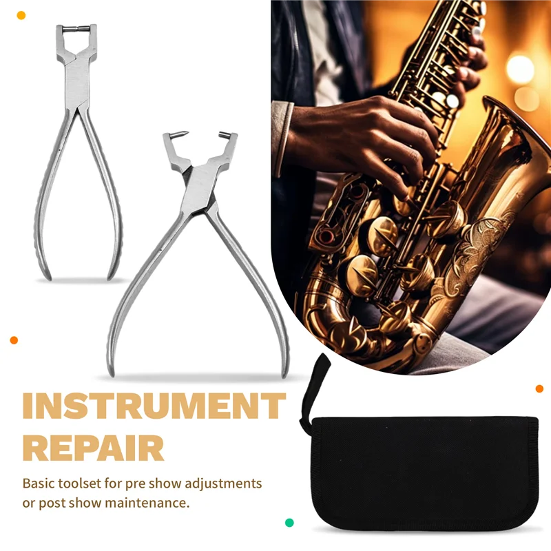 

A37Q-Multifunctional Sax Repair Tool Saxophone Maintenance Wrench And Spring Pliers Instrument Repair Set For Woodwinds