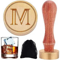 M Ice Stamp Letter Ice Cube Stamp Ice Branding Stamp with Removable Brass Head & Wood Handle Vintage Ice Stamp