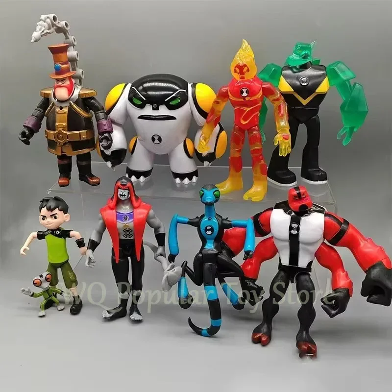 9 Pcs/Set Ben 10 3-12 Figure Ben Tennyson Ben Four Arms Grey Matter Heatblast Model Ornaments Anime Figures Doll Kids Toys Gifts