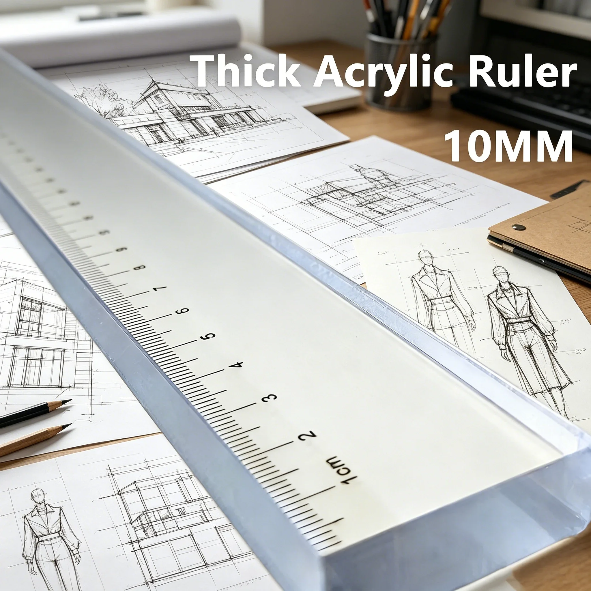30/50cm Extra-Thick Industrial Grade Acrylic Ruler - Heavy-Duty Measuring &Cutting Guide for Advertising, Engineering & Drafting