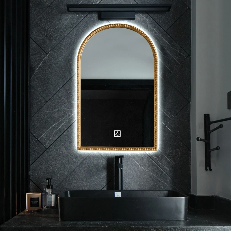 Vintage Bathroom Mirror Wall Mounted Makeup Washbasin Wall Mounted Vanity Mirrors LED Anti Fog Mirror Espelhos Badkamer Led 거울