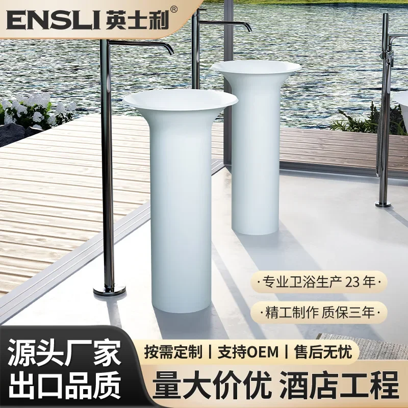 European minimalist high-grade artificial stone floor-to-ceiling washbasin Integrated molding column basin