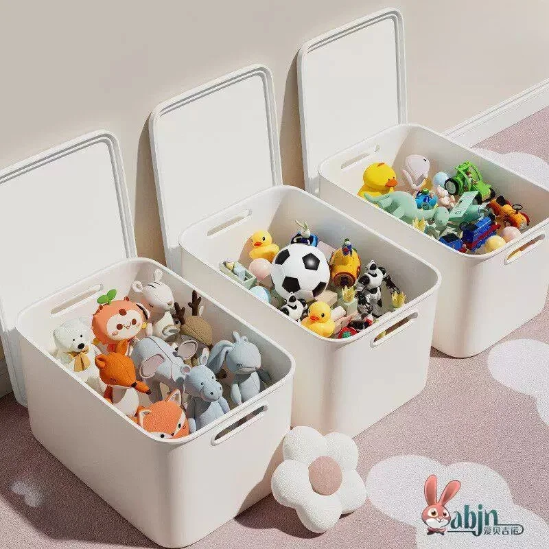 Plastic Storage Box for Living Room Miscellaneous Items Clothes Organizer ABENIUR Love Beige Color Household Basket Box