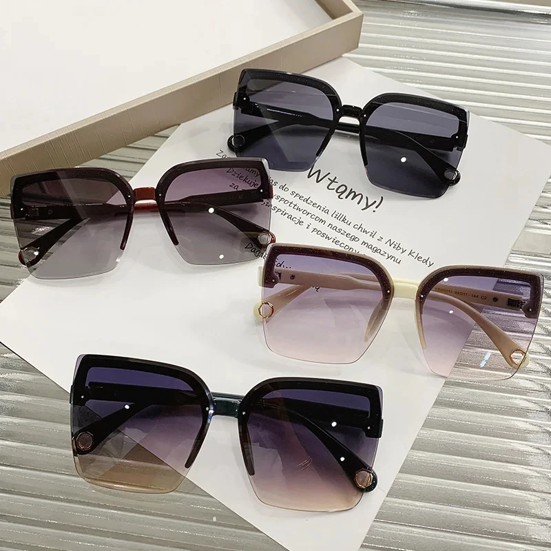 Oversized Sunglasses Man Woman Fashion Rimless Vintage Square Sun Glasses Eyewear Luxury Brand Design UV400 Female Shades