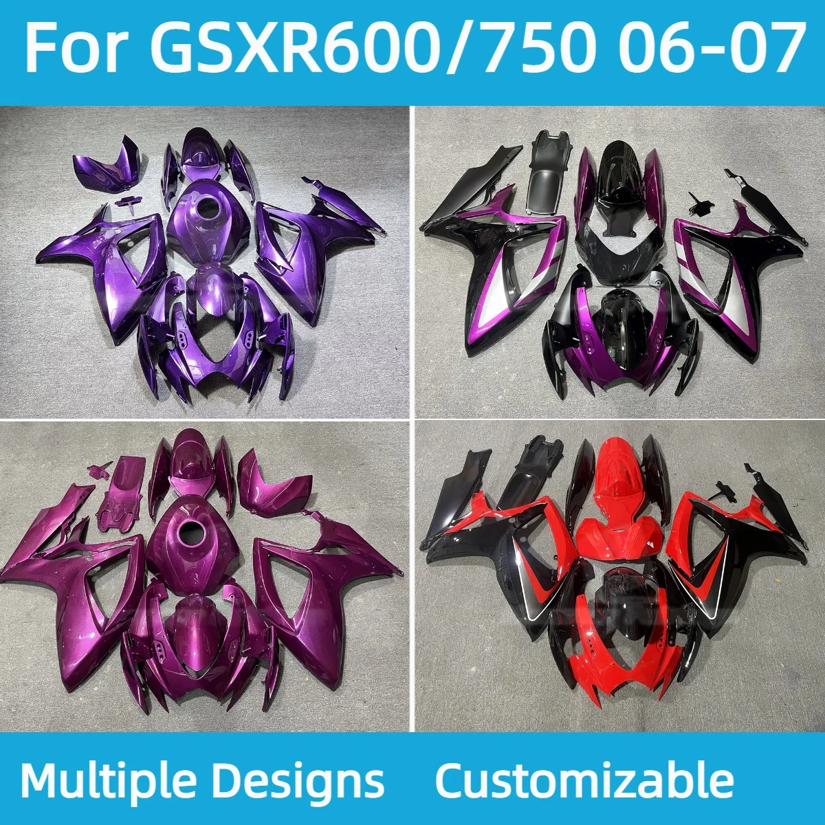 

GSXR600 GSXR750 2006 2007 Injection Fairings for GSXR 600 750 06 07 Motorcycle Fairing Set Body Kit Plastic