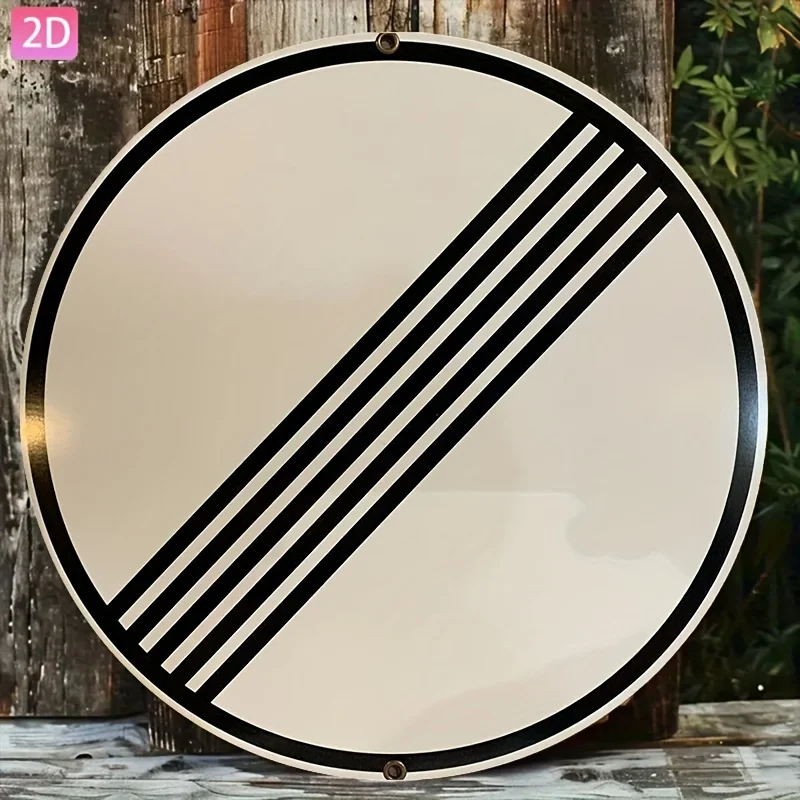 Black White Bold Contrast Vintage No Speed Limit Round Aluminum Sign 19.81CM 2D Flat Garden Bar Home Decorative Signage.